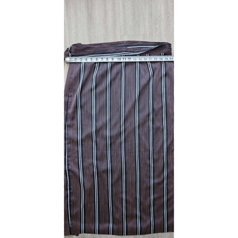 Banana Republic Striped Maxi Wrap Skirt Size 14‎ Navy Red Lined - Picture 4 of 16